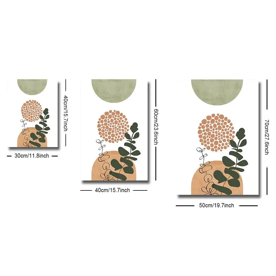 3pcs Modern Boho Abstract Shape Plant Poster Print Mid Century Bohemian Style Geometry Botanical Art Painting Wall Decor Picture June Wall Art