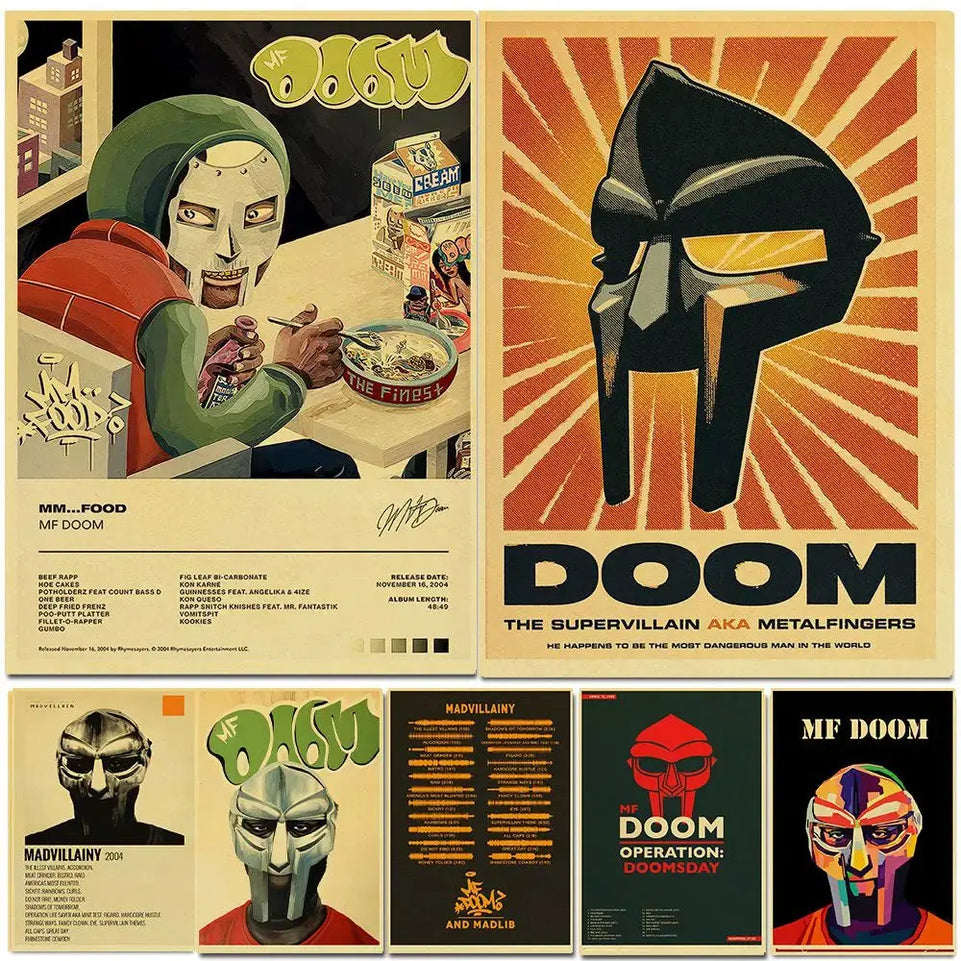 MF Doom Madlib Poster Retro Poster Painting Hip Hop Rap Music Album Star Picture Wall Art For Living Room Home Decor June Wall Art
