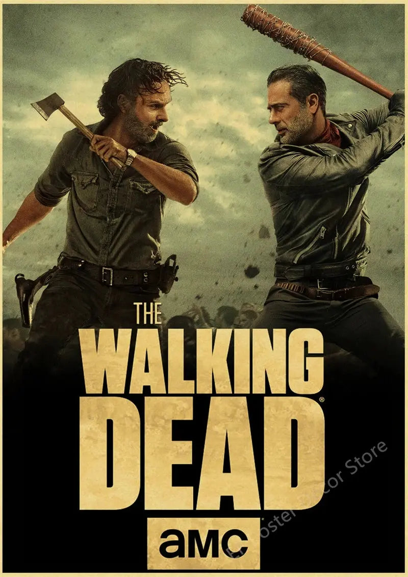 The Walking Dead Poster Rick Grimes/Daryl Dixon Prints Posters Horror TV Show Vintage Home Room Art Wall Decor Retro Painting June Wall Art