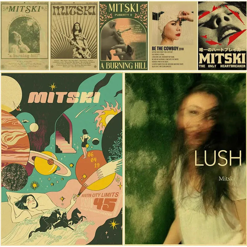 Mitski Retro Poster Be The Cowboy/Nobody/Lush Kraft Paper Prints Vintage Aesthetic Home Room Cafe Bar Art Wall Decor Painting June Wall Art