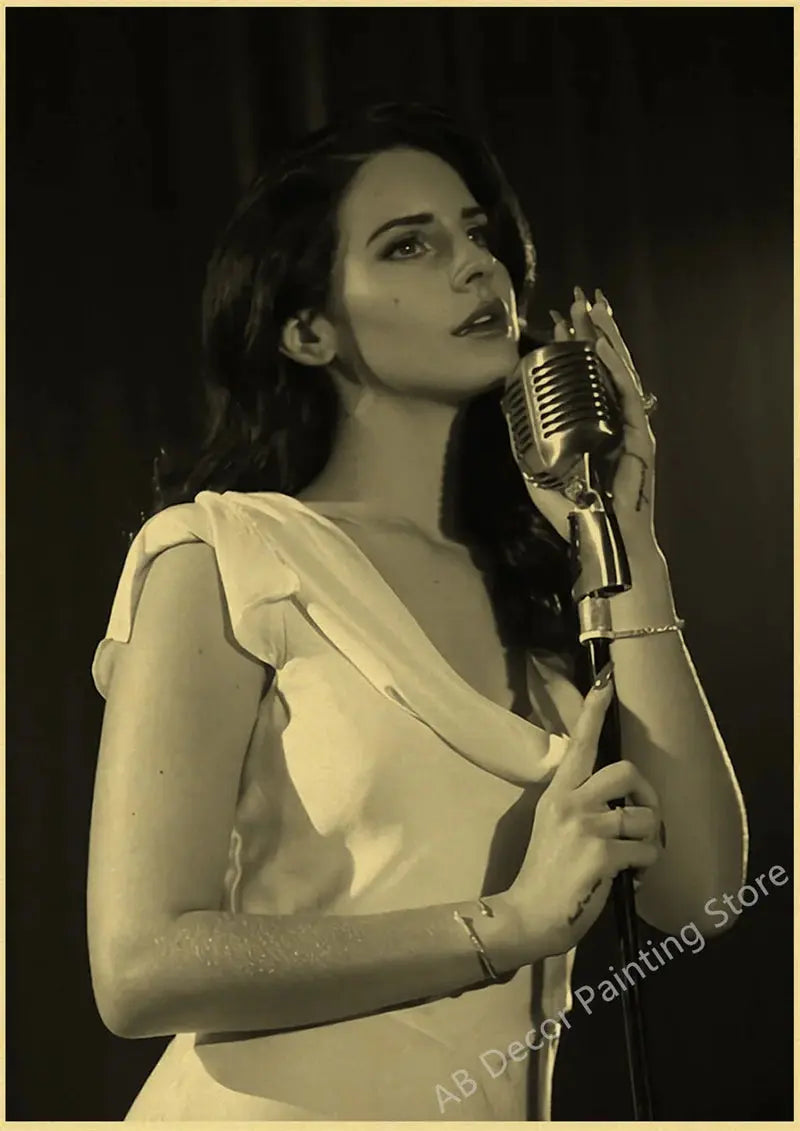 Lizzy Grant Lana Del Rey Posters Retro Kraft Paper Prints Music Album Poster Vintage Home Room Decor Aesthetic Art Wall Painting June Wall Art