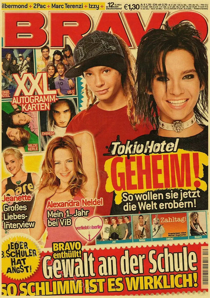 Tokio Hotel Poster German Rock Band Posters Retro Prints Nostalgic Art Wall Painting Vintage Room Home Decor Aesthetic Picture June Wall Art