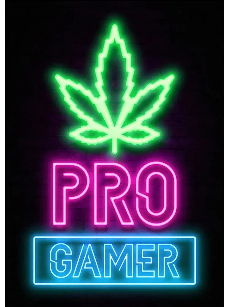 Neon Art Happy Gaming Zone Games Room Poster Print Canvas Painting Gamer Office Wall Art For Boy Bedroom Home Decor No LED June Wall Art