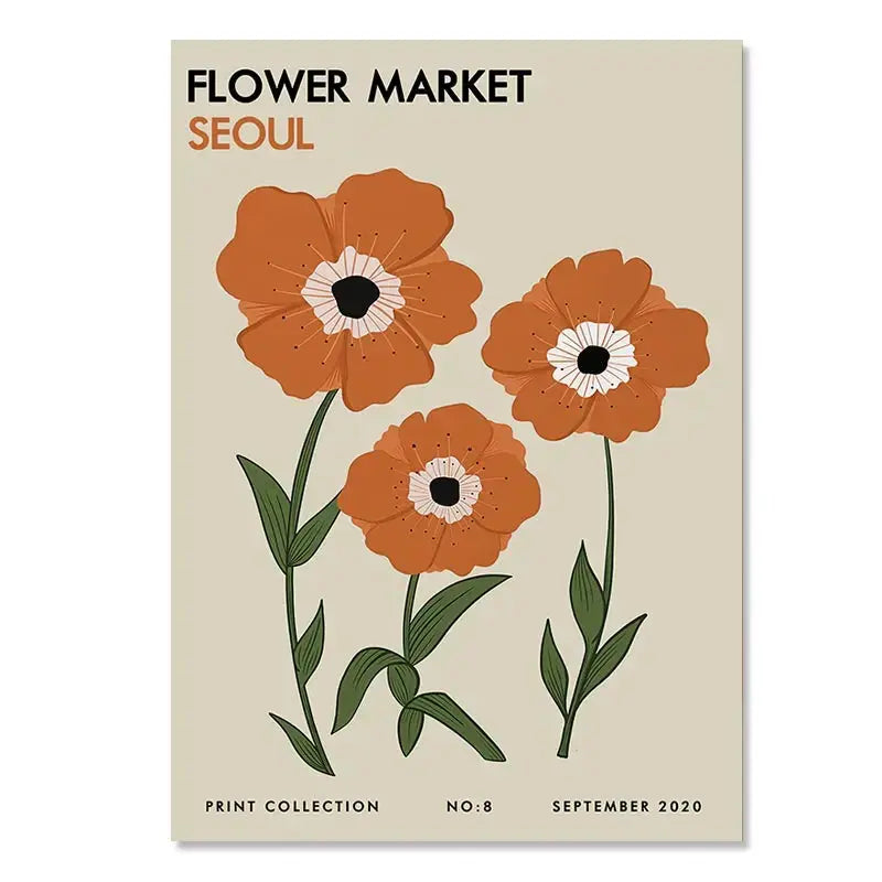 Abstract Yayoi Kusama Orange Wall Art Matisse Mark Rothko Posters and Prints Flower Market Canvas Painting Mural Decoration June Wall Art