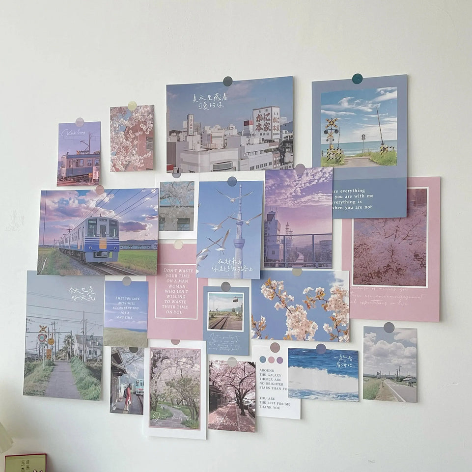 Ins Nordic Retro Wall Decorative Photo Card Stickers Bedroom Art Postcard Decoration DIY Wall Card Stickers Photography Props June Wall Art