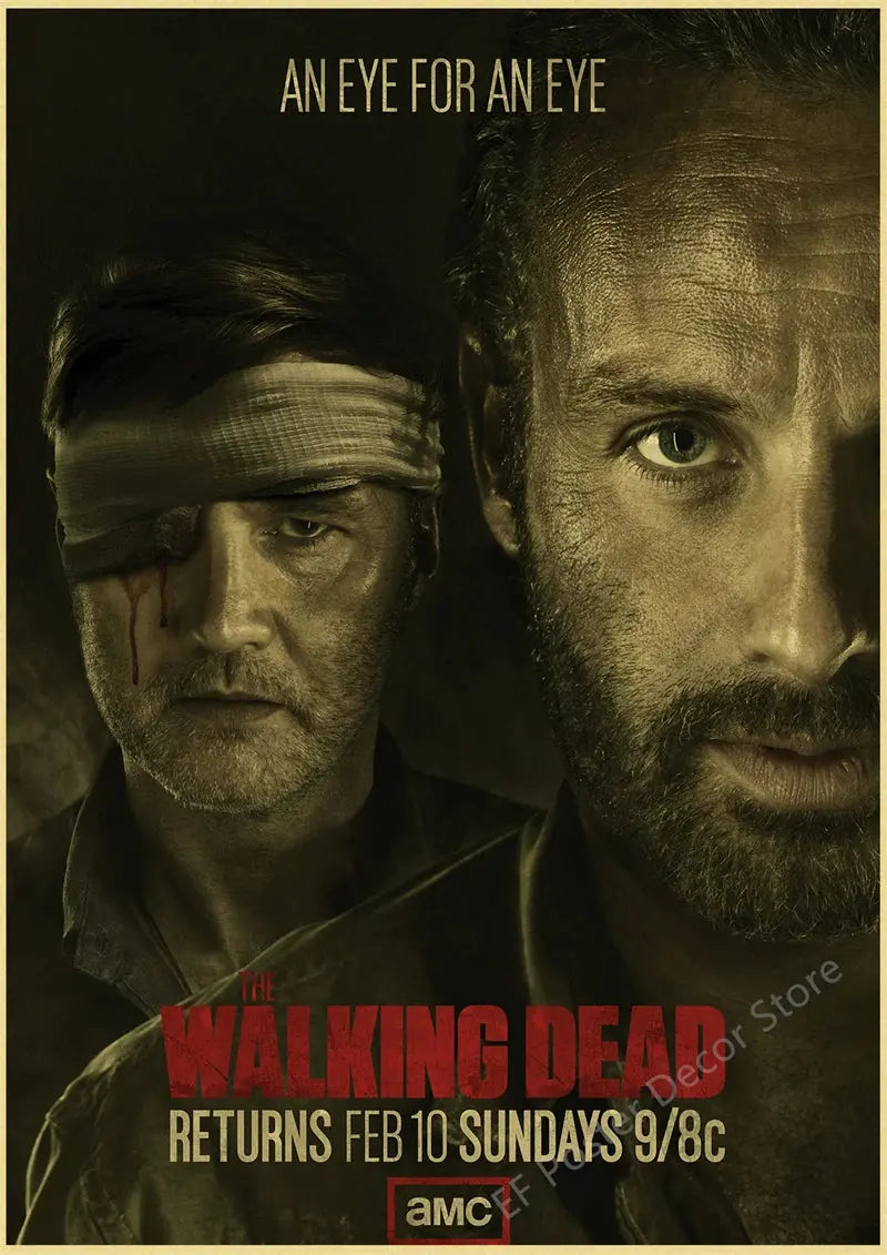 The Walking Dead Poster Rick Grimes/Daryl Dixon Prints Posters Horror TV Show Vintage Home Room Art Wall Decor Retro Painting June Wall Art