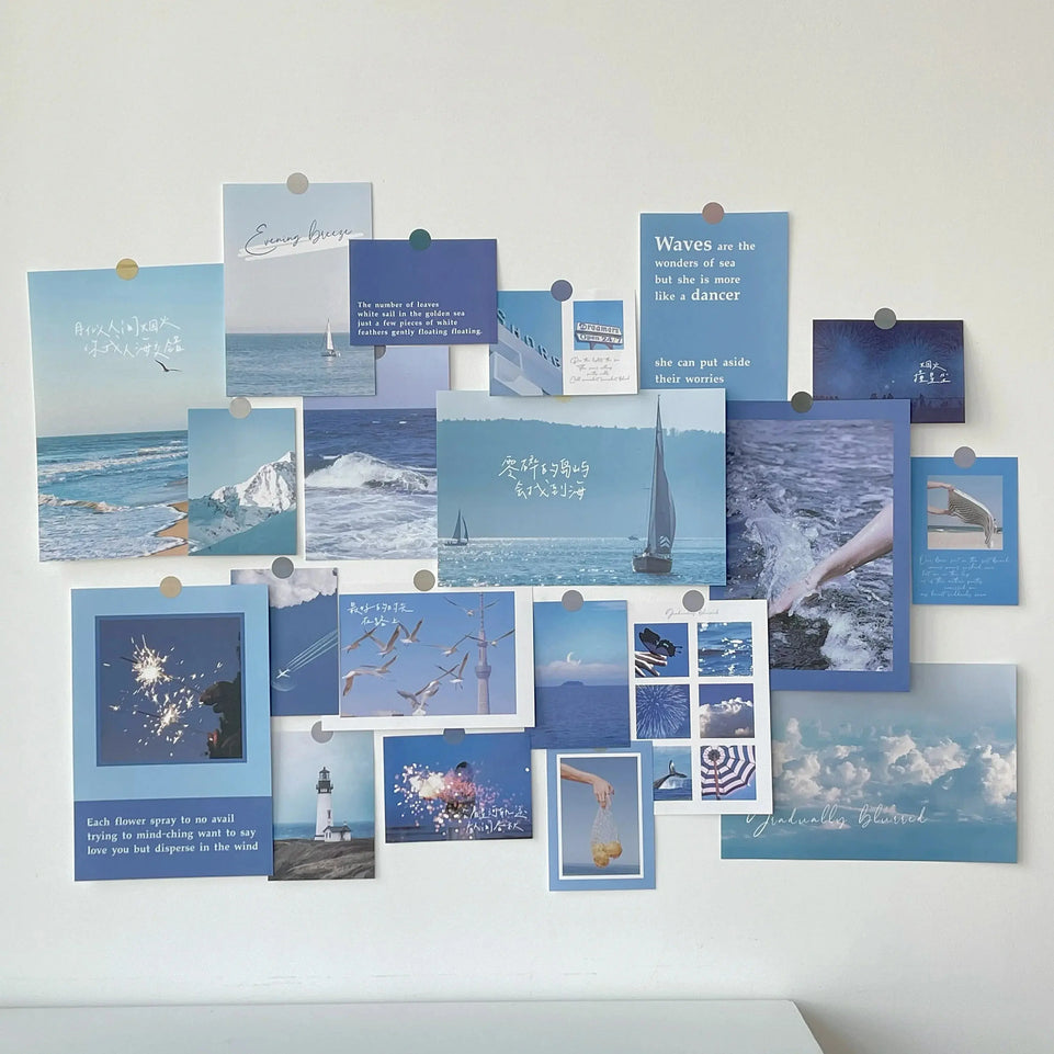 Ins Nordic Retro Wall Decorative Photo Card Stickers Bedroom Art Postcard Decoration DIY Wall Card Stickers Photography Props June Wall Art
