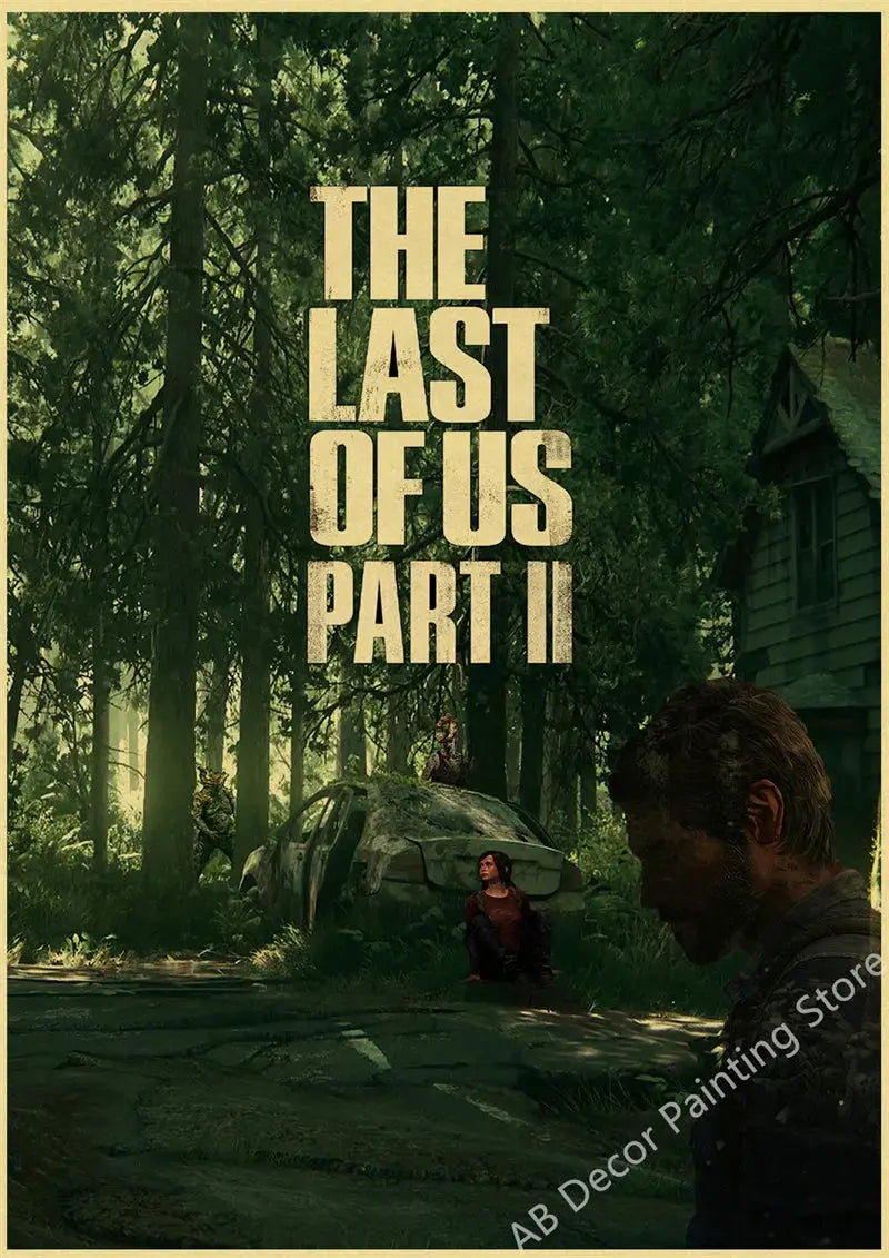Hot The Last of Us Part 1 2 Poster Abby Ellie Retro Kraft Paper Prints Vintage Home Room Bar Cafe Club Decor Art Wall Painting June Wall Art