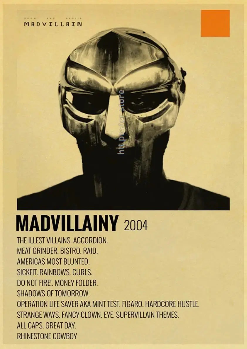 MF Doom Madlib Poster Retro Poster Painting Hip Hop Rap Music Album Star Picture Wall Art For Living Room Home Decor June Wall Art