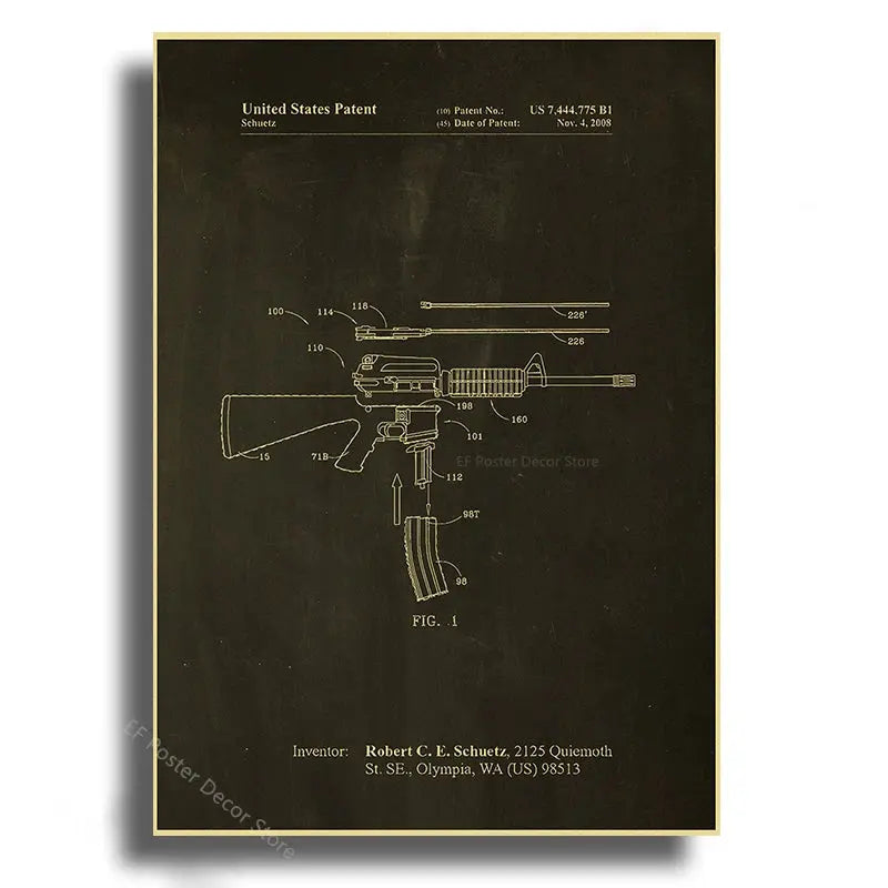 Gun Studies Posters Pistol/Rifle/Revolver Poster Home Room Club Decor Aesthetic Painting Handgun Vintage Prints Art Wall Picture June Wall Art