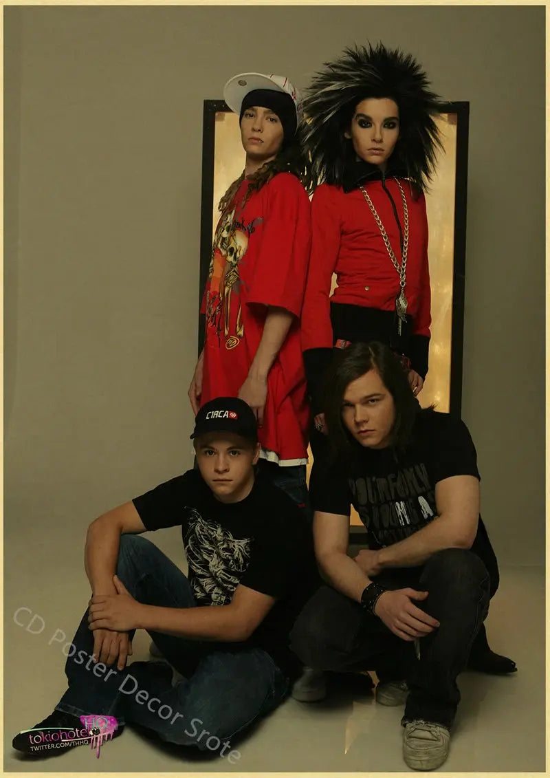 Tokio Hotel Poster German Rock Band Posters Retro Prints Nostalgic Art Wall Painting Vintage Room Home Decor Aesthetic Picture June Wall Art