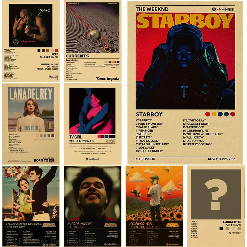 Singer Album Cover Poster Music Prints Custom Album Posters Hip Hop Vintage Room Home Decor Retro Kraft Paper Art Wall Painting June Wall Art