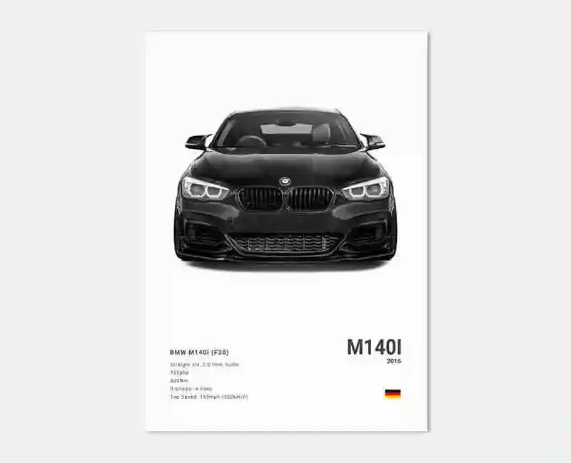 Pop Black And White Poster Wall Art Luxury Supercar F80 M3 M140 GTR HD Oil On Canvas Print Home Living Room Bedroom Decor Gift June Wall Art