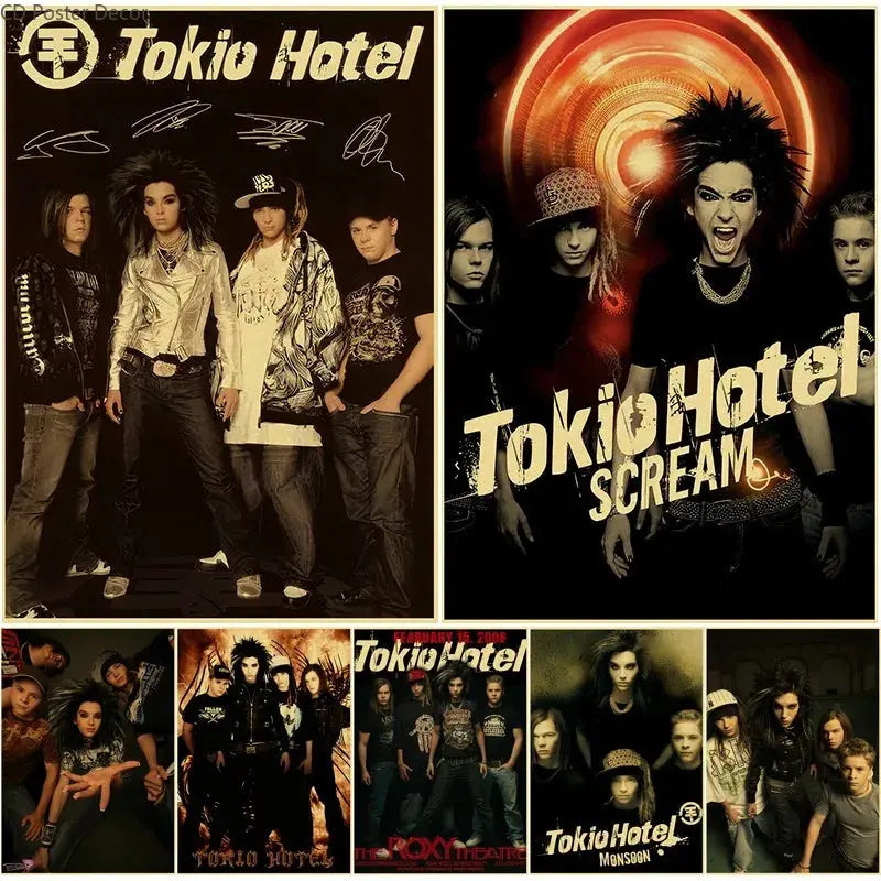Tokio Hotel Poster German Rock Band Posters Retro Prints Nostalgic Art Wall Painting Vintage Room Home Decor Aesthetic Picture June Wall Art