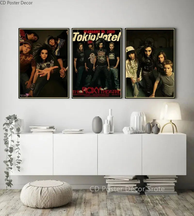 Tokio Hotel Poster German Rock Band Posters Retro Prints Nostalgic Art Wall Painting Vintage Room Home Decor Aesthetic Picture June Wall Art
