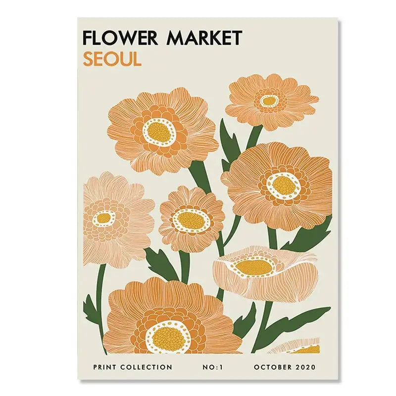 Abstract Yayoi Kusama Orange Wall Art Matisse Mark Rothko Posters and Prints Flower Market Canvas Painting Mural Decoration June Wall Art