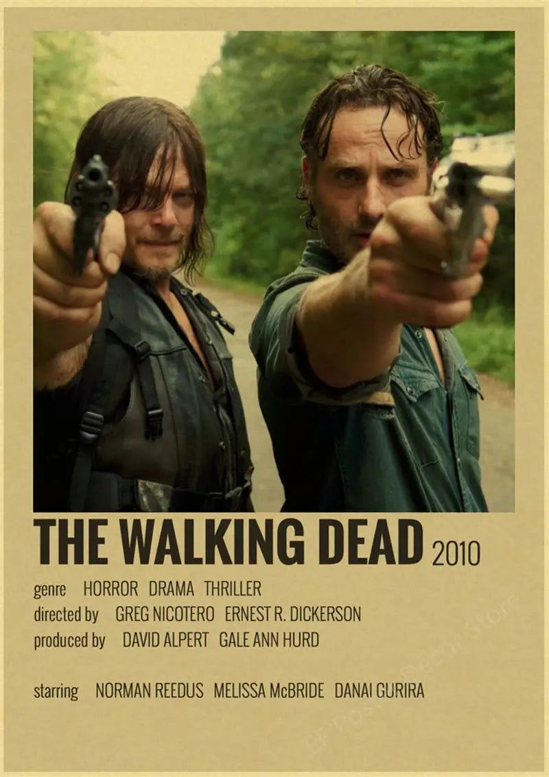 The Walking Dead Poster Rick Grimes/Daryl Dixon Prints Posters Horror TV Show Vintage Home Room Art Wall Decor Retro Painting June Wall Art