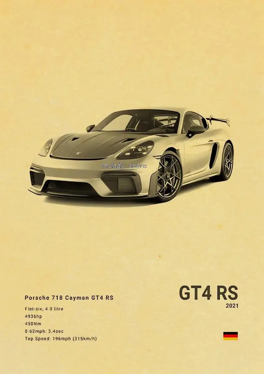 Vintage Luxury Performance Classic Car Sports Car Series Kraft Posters For Room Living Art Home Wall Decor Modern Pictures June Wall Art
