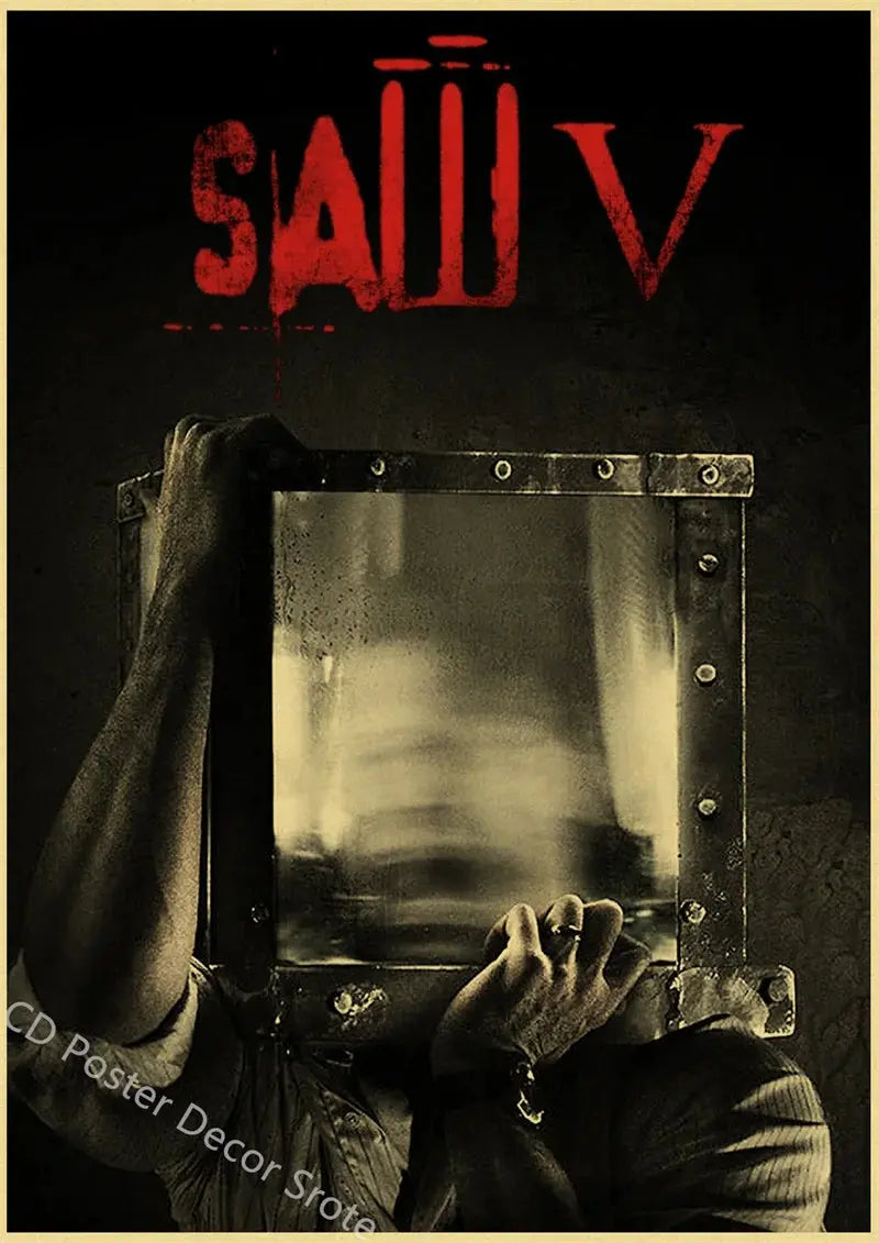 Horror Movie Saw Poster Film Retro Kraft Paper Posters DIY Vintage Home Room Bar Cafe Cinema Decor Aesthetic Art Wall Painting June Wall Art
