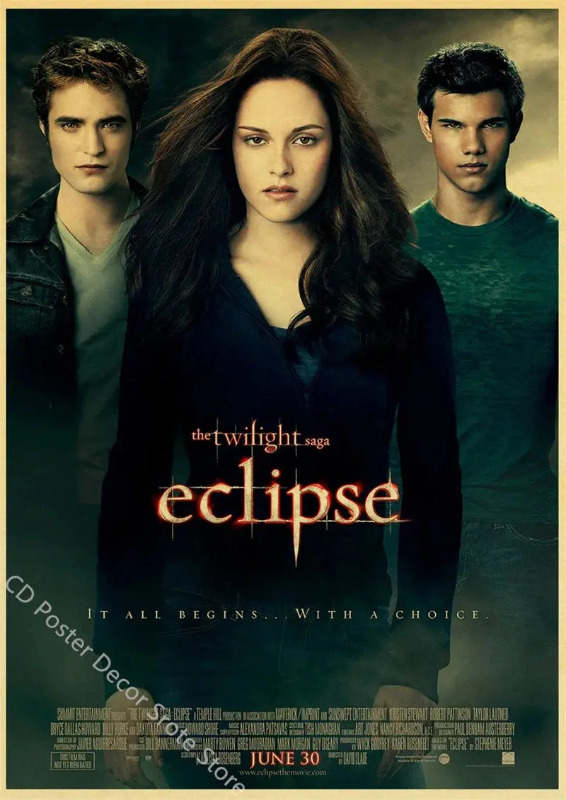 Movie Twilight Poster Edward Bella Retro Kraft Paper Prints Picture DIY Film Vintage Room Home Bar Cafe Art Wall Decor Painting June Wall Art
