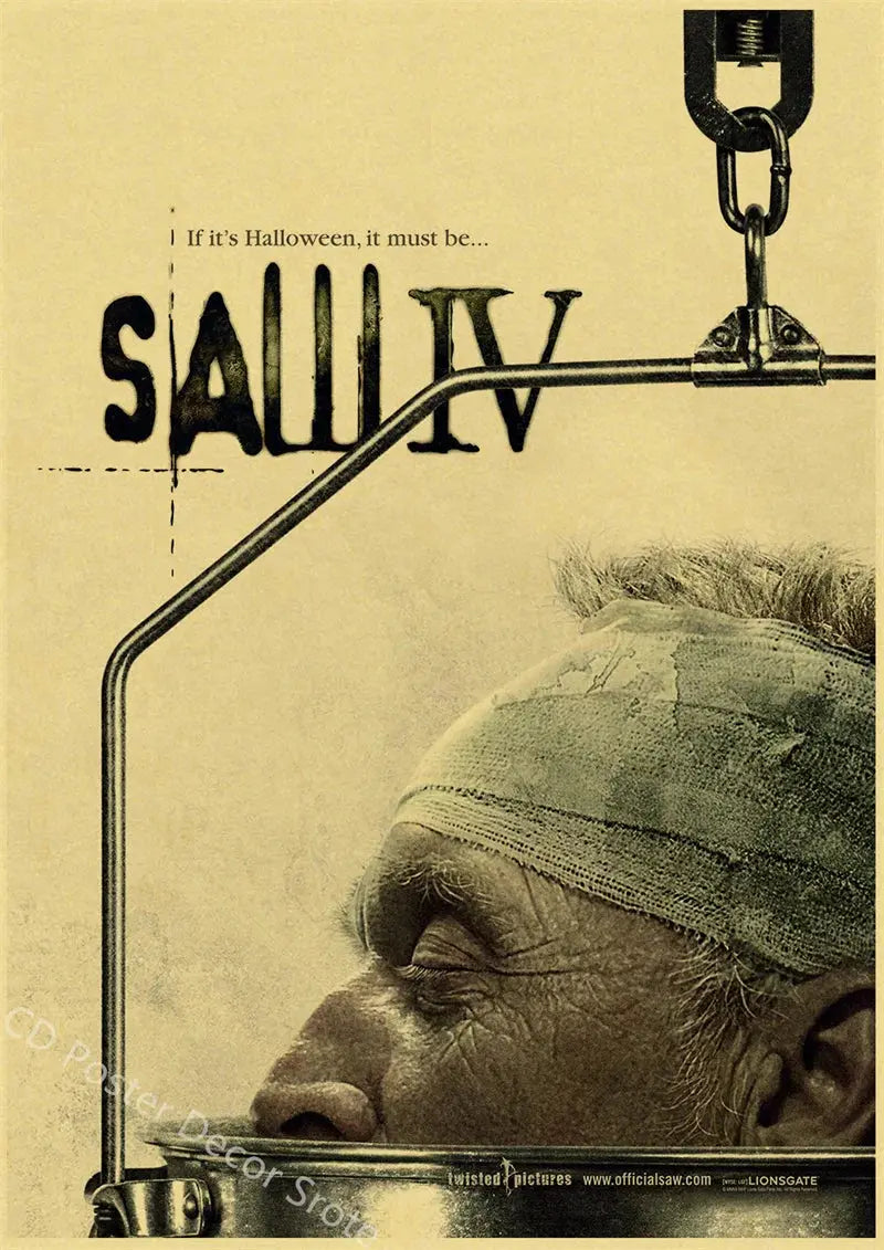 Horror Movie Saw Poster Film Retro Kraft Paper Posters DIY Vintage Home Room Bar Cafe Cinema Decor Aesthetic Art Wall Painting June Wall Art