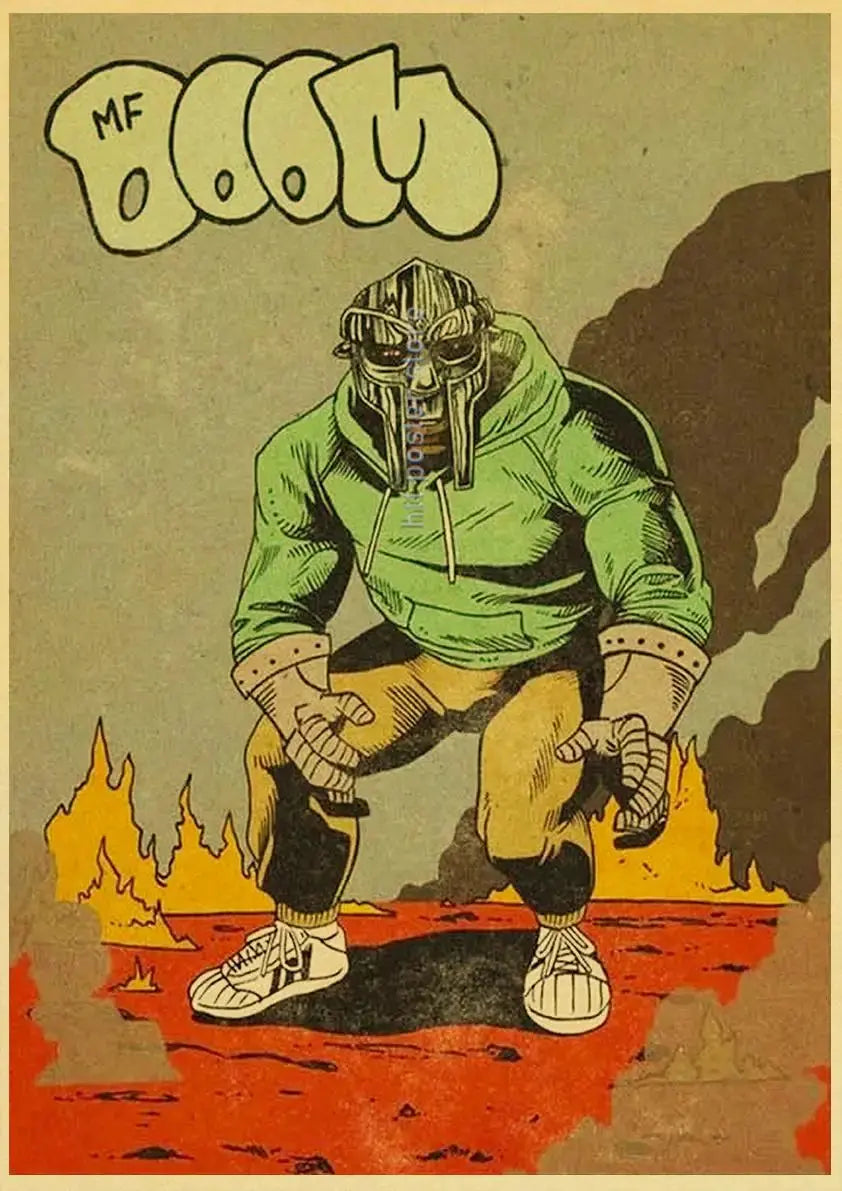 MF Doom Madlib Poster Retro Poster Painting Hip Hop Rap Music Album Star Picture Wall Art For Living Room Home Decor June Wall Art