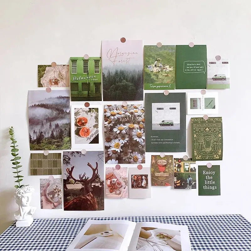 Ins Nordic Retro Wall Decorative Photo Card Stickers Bedroom Art Postcard Decoration DIY Wall Card Stickers Photography Props June Wall Art