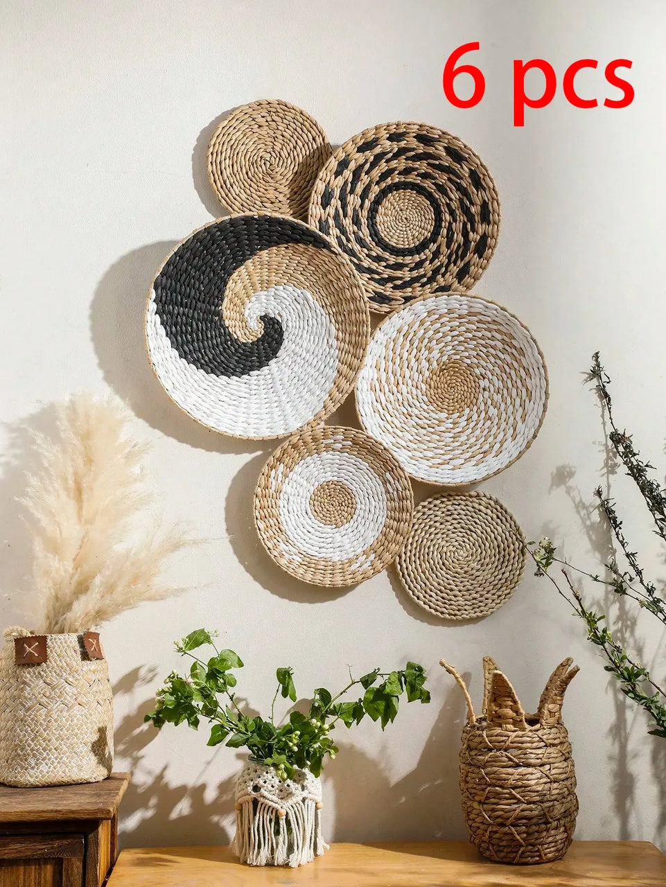 Seagrass Wall Hanging Decor Wall Basket Boho Home Decoration Handmade Natural Wall Art for Kitchen Bedroom Living Room Ornament June Wall Art