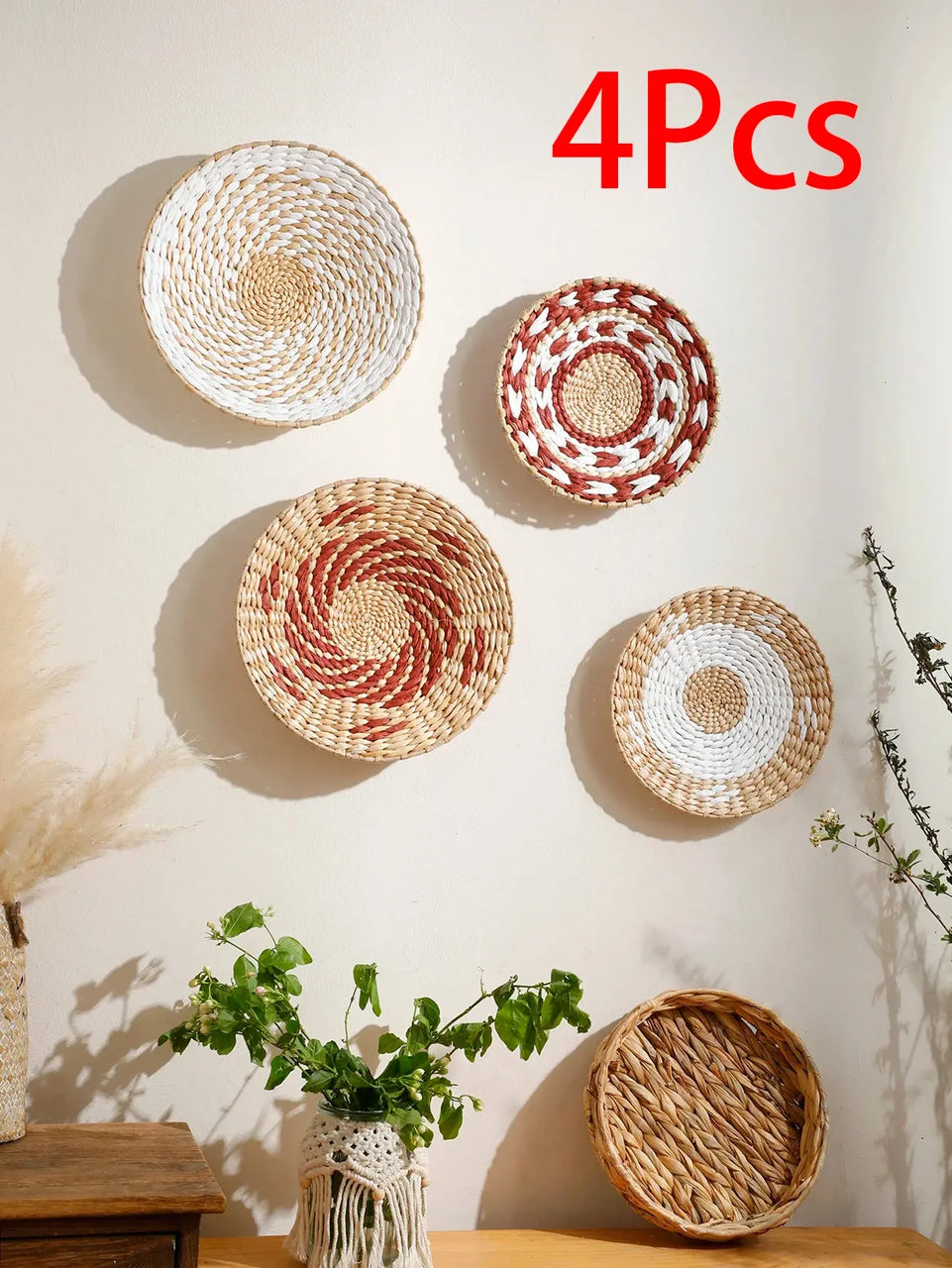 Seagrass Wall Hanging Decor Wall Basket Boho Home Decoration Handmade Natural Wall Art for Kitchen Bedroom Living Room Ornament June Wall Art