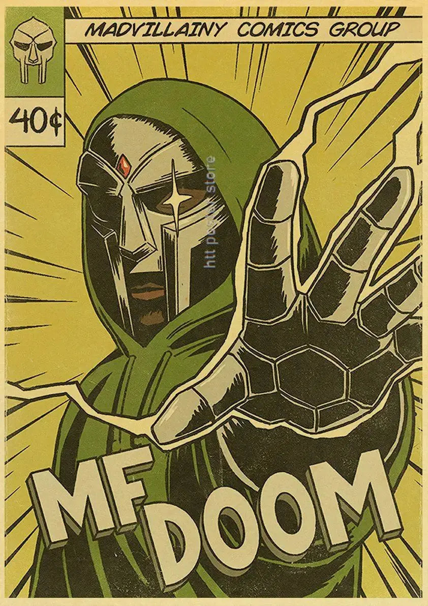 MF Doom Madlib Poster Retro Poster Painting Hip Hop Rap Music Album Star Picture Wall Art For Living Room Home Decor June Wall Art