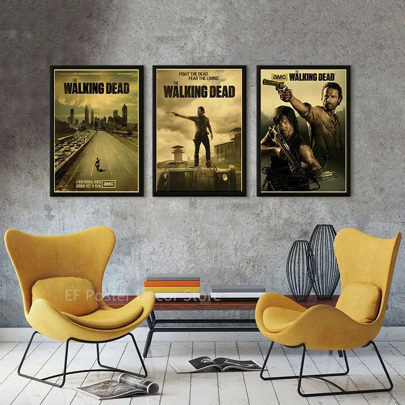 The Walking Dead Poster Rick Grimes/Daryl Dixon Prints Posters Horror TV Show Vintage Home Room Art Wall Decor Retro Painting June Wall Art
