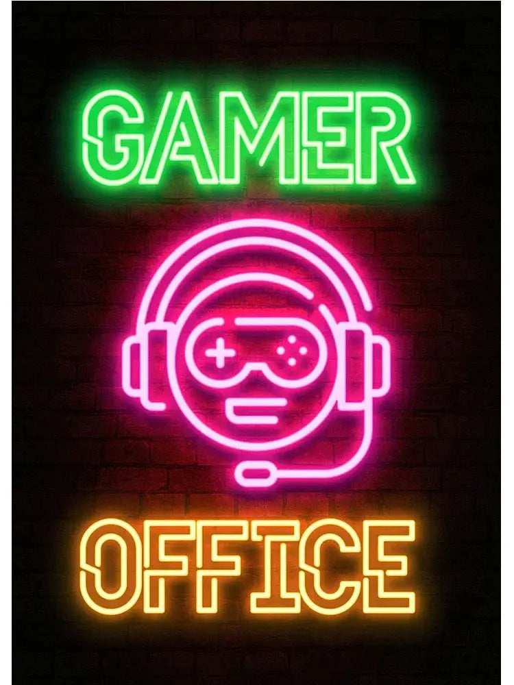 Neon Art Happy Gaming Zone Games Room Poster Print Canvas Painting Gamer Office Wall Art For Boy Bedroom Home Decor No LED June Wall Art
