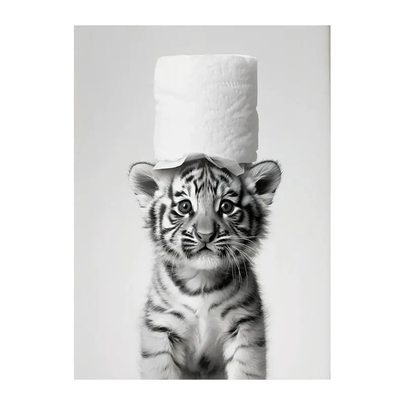 Cute Animals Toilet Paper Living Room Murals Wall Art Poster Otter Cat Tiger Canvas Painting Funny Bathroom Bathroom Home Decor June Wall Art