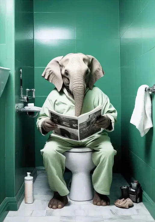 Chimpanzee Elephant Panda Animal Posters Print Funny Art Wall Picture Canvas Painting for Bathroom Toilet Room Home Decor Gift June Wall Art
