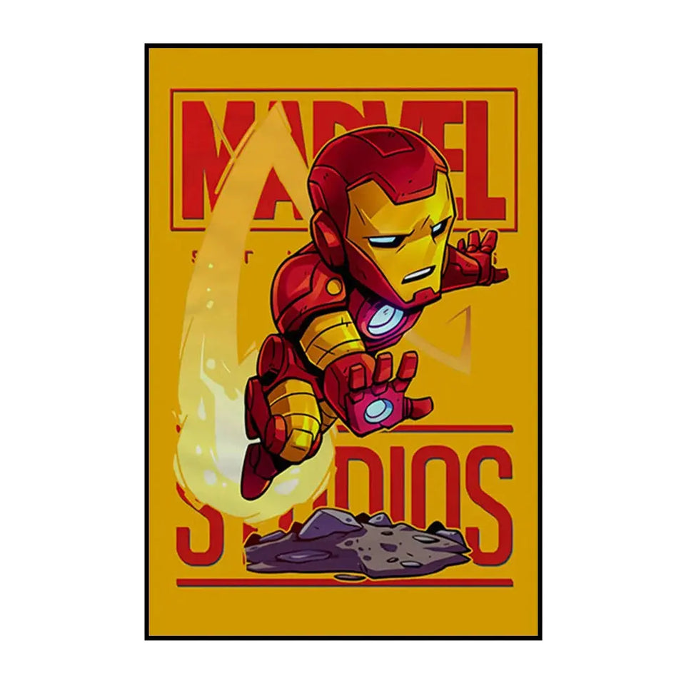 MINISO Marvel Wall Art Posters SpiderMan Iron Man Avengers Superhero Disney Kid Room Decor Cartoon Canvas Painting Picture Print June Wall Art