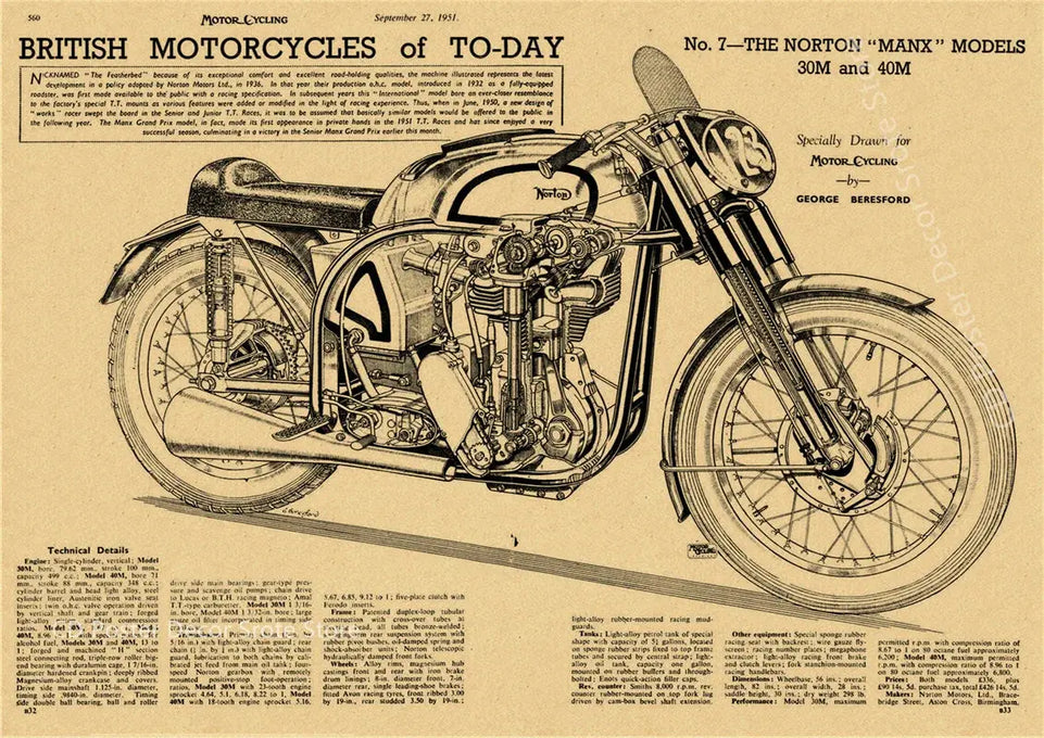 Classic Retro Posters Motorcycle Mechanical Structure Map Weapon Prints Vintage Home Study Room Decor Picture Art Wall Painting June Wall Art