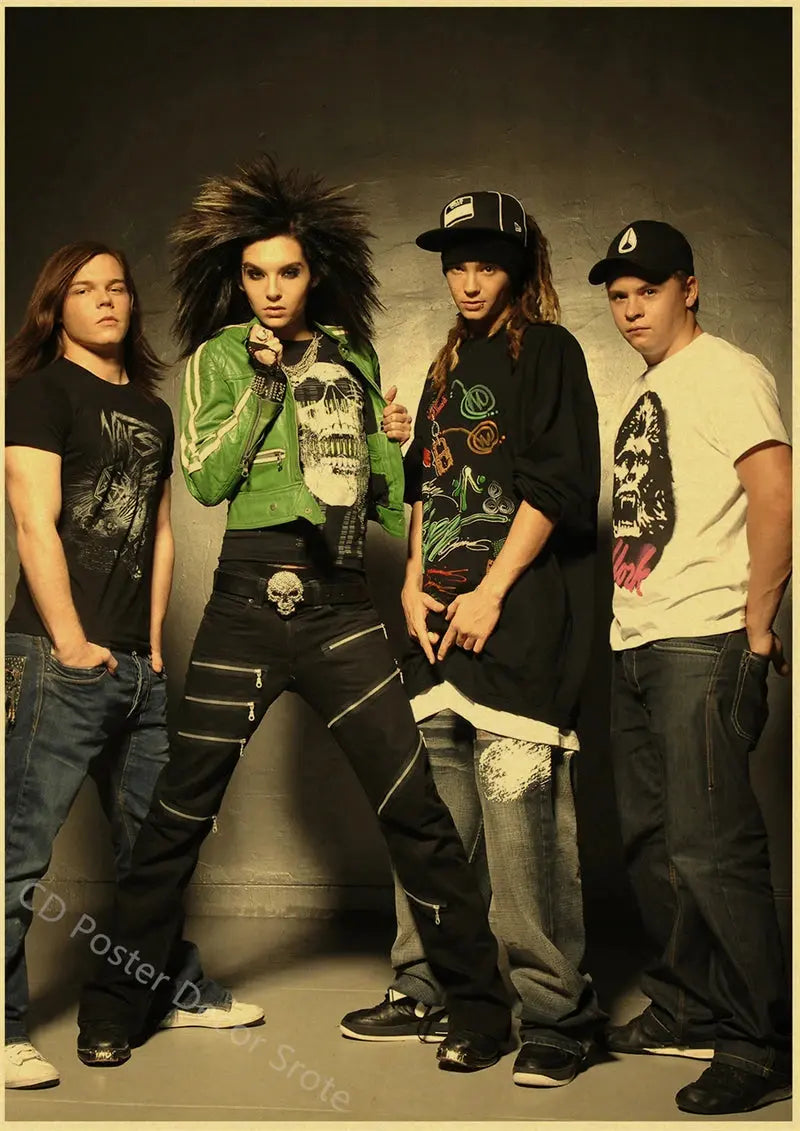 Tokio Hotel Poster German Rock Band Posters Retro Prints Nostalgic Art Wall Painting Vintage Room Home Decor Aesthetic Picture June Wall Art
