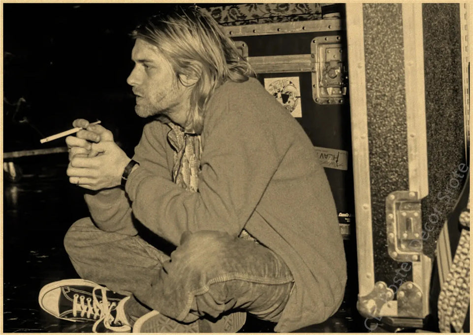 Singer Kurt Cobain Retro Poster Kraft Paper Prints and Posters DIY Vintage Home Room Bar Cafe Decor Aesthetic Art Wall Painting June Wall Art
