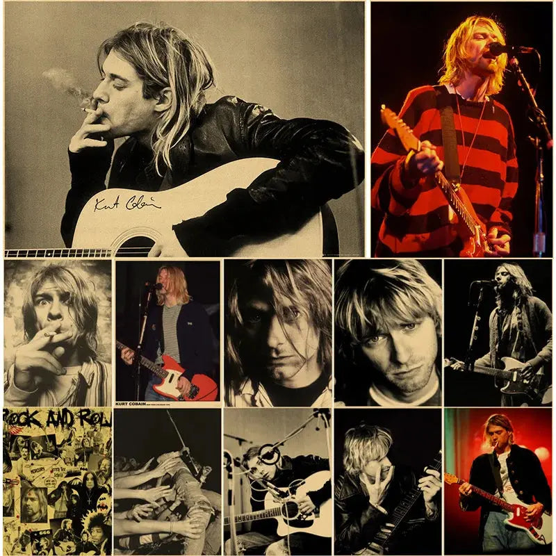 Singer Kurt Cobain Retro Poster Kraft Paper Prints and Posters DIY Vintage Home Room Bar Cafe Decor Aesthetic Art Wall Painting June Wall Art