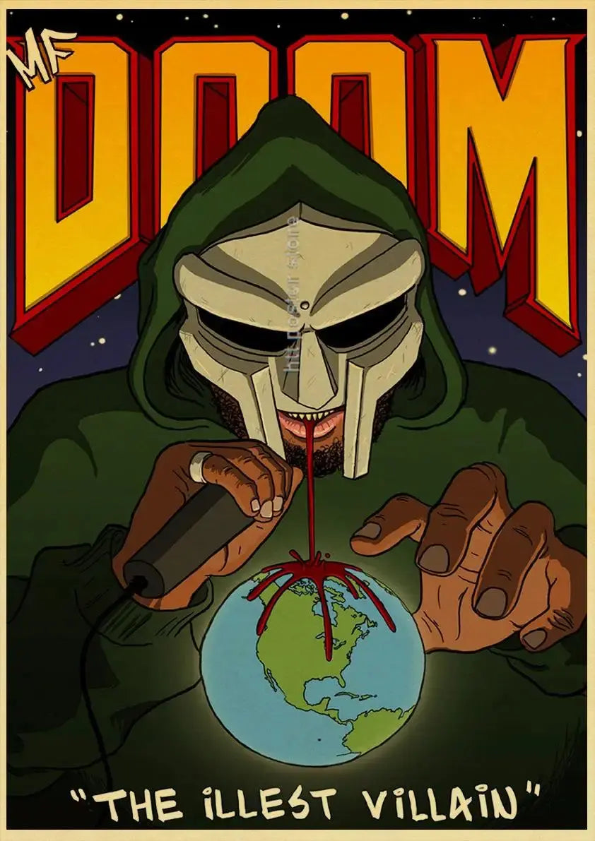 MF Doom Madlib Poster Retro Poster Painting Hip Hop Rap Music Album Star Picture Wall Art For Living Room Home Decor June Wall Art