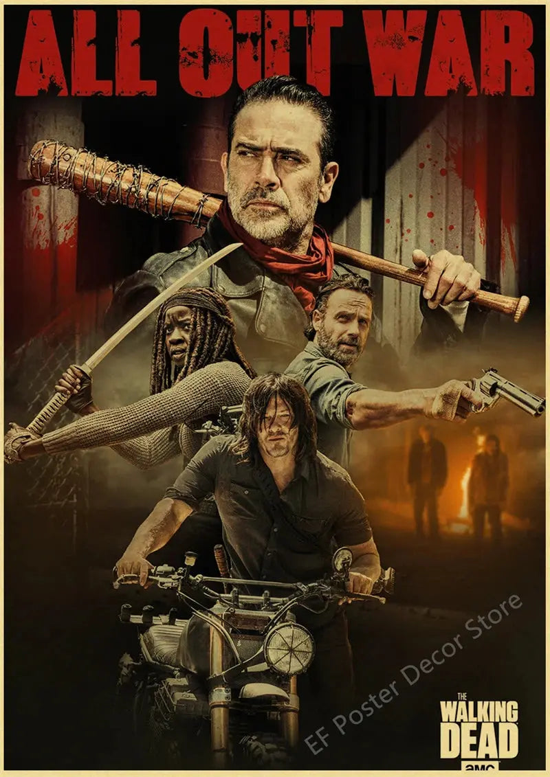 The Walking Dead Poster Rick Grimes/Daryl Dixon Prints Posters Horror TV Show Vintage Home Room Art Wall Decor Retro Painting June Wall Art