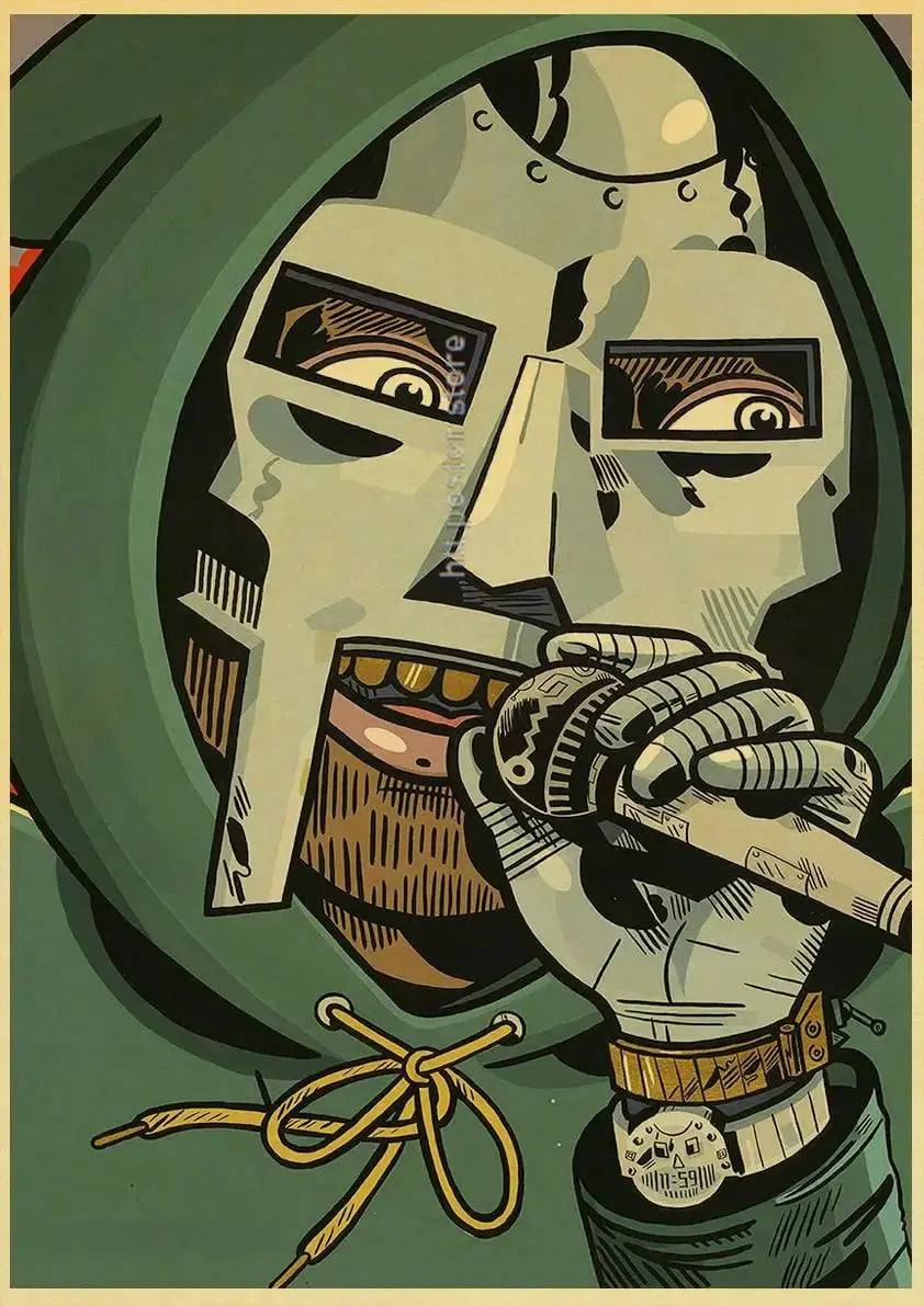 MF Doom Madlib Poster Retro Poster Painting Hip Hop Rap Music Album Star Picture Wall Art For Living Room Home Decor June Wall Art