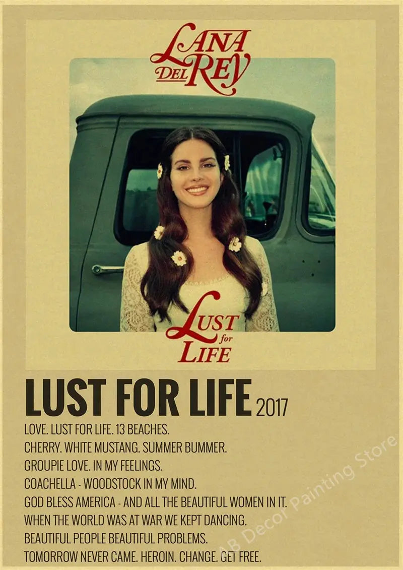Lizzy Grant Lana Del Rey Posters Retro Kraft Paper Prints Music Album Poster Vintage Home Room Decor Aesthetic Art Wall Painting June Wall Art