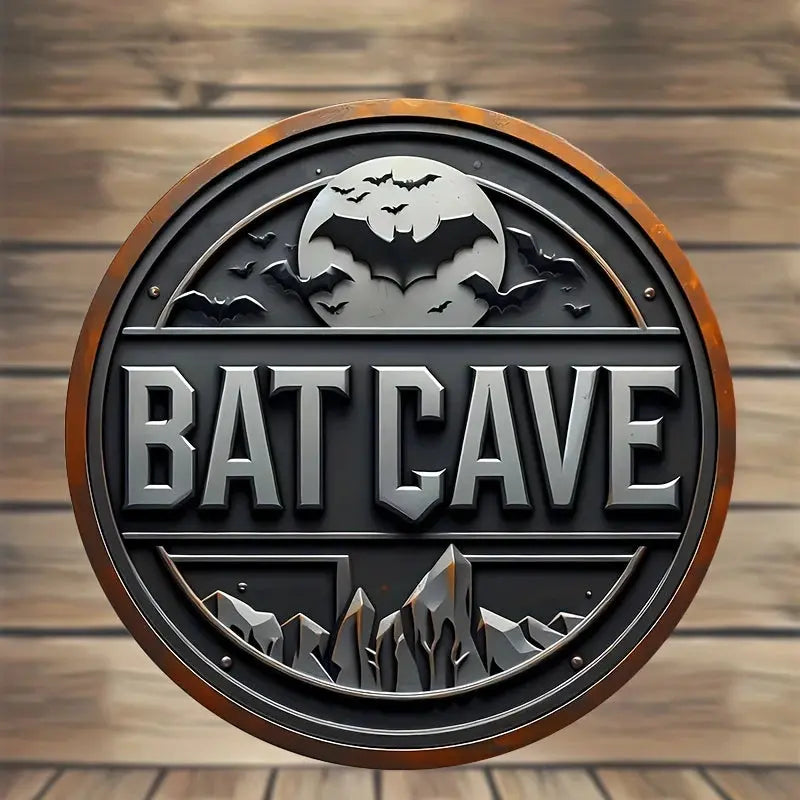 Vintage Bat Cave Metal Sign - 8"x8" | Perfect for Outdoor Yard Porch Garage Cafe Bar and Garden Decor Unique Wall Art Plaque June Wall Art