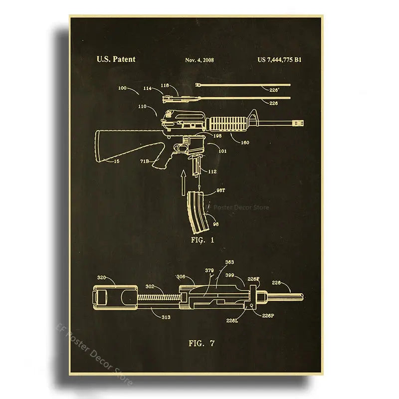 Gun Studies Posters Pistol/Rifle/Revolver Poster Home Room Club Decor Aesthetic Painting Handgun Vintage Prints Art Wall Picture June Wall Art