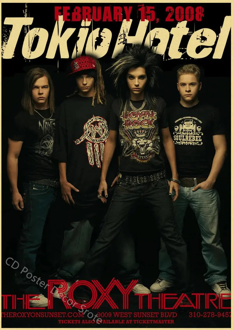 Tokio Hotel Poster German Rock Band Posters Retro Prints Nostalgic Art Wall Painting Vintage Room Home Decor Aesthetic Picture June Wall Art
