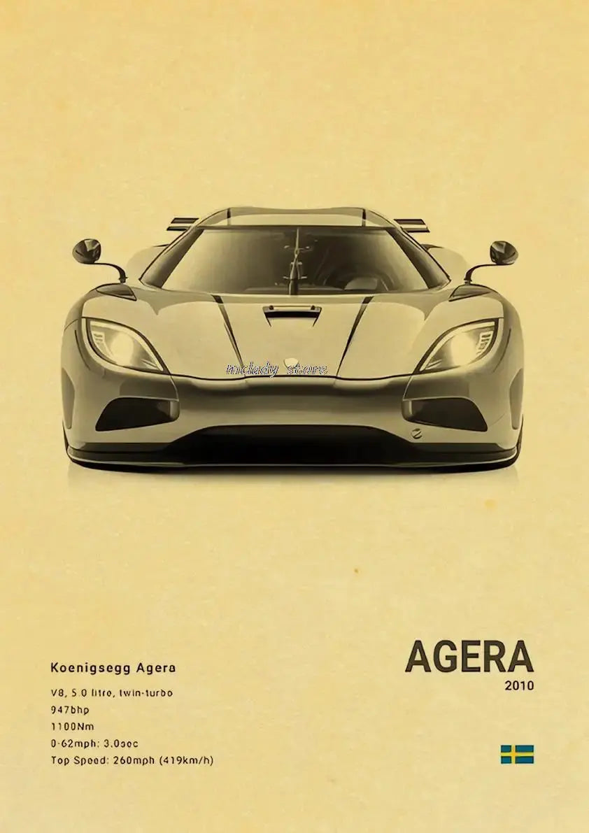 Vintage Luxury Performance Classic Car Sports Car Series Kraft Posters For Room Living Art Home Wall Decor Modern Pictures June Wall Art