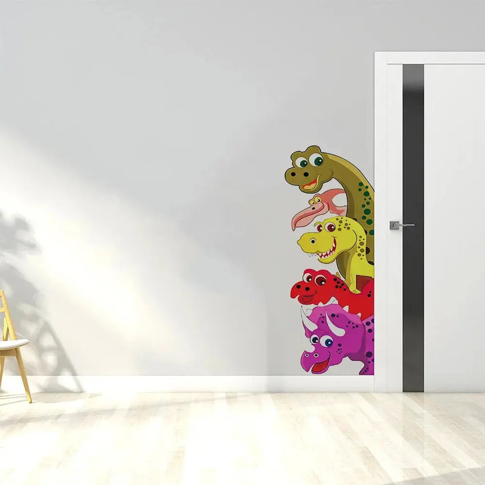 Funny Probe Dinosaur Room Decor Wall Decals Behind The Door Stickers Kids Bedroom Living Room Children Nursery Mural Wall Art June Wall Art