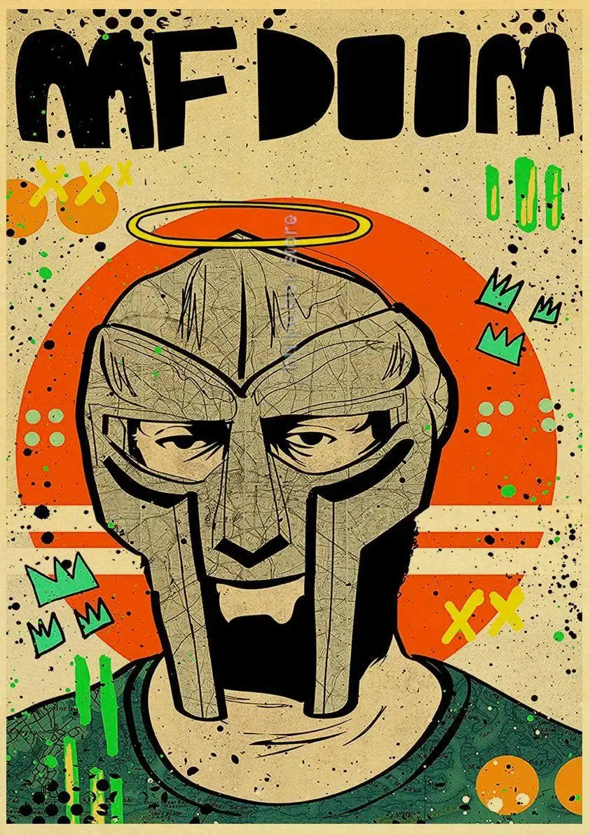 MF Doom Madlib Poster Retro Poster Painting Hip Hop Rap Music Album Star Picture Wall Art For Living Room Home Decor June Wall Art