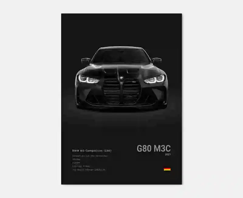 Pop Black And White Poster Wall Art Luxury Supercar F80 M3 M140 GTR HD Oil On Canvas Print Home Living Room Bedroom Decor Gift June Wall Art